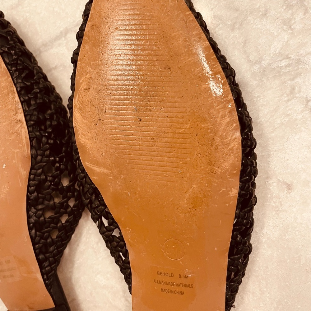 Joie Behold Black Woven Pointed Toe Mules/ no box/great condition - Picture 14 of 15